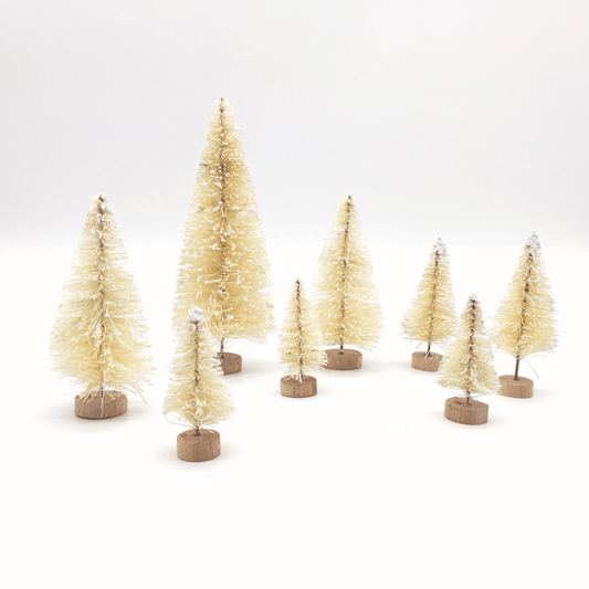 White Bottle Brush Christmas Trees | Green Sisal Trees Christmas Decor Pretty
