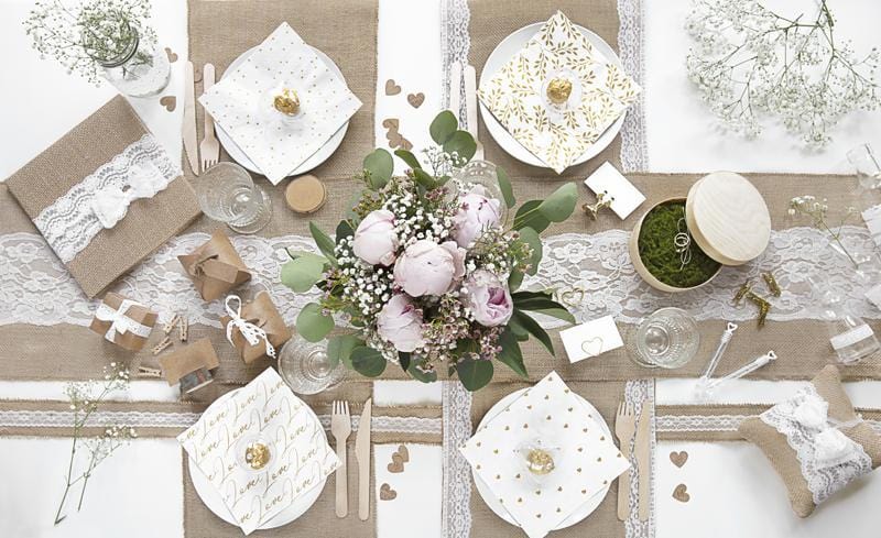 Burlap Table Runner | Lace Table Runner | Party Supplies Party Deco