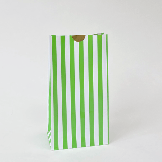 Green Striped Party Bags | Candy striped Paper Bags | Party Bags UK playwrite