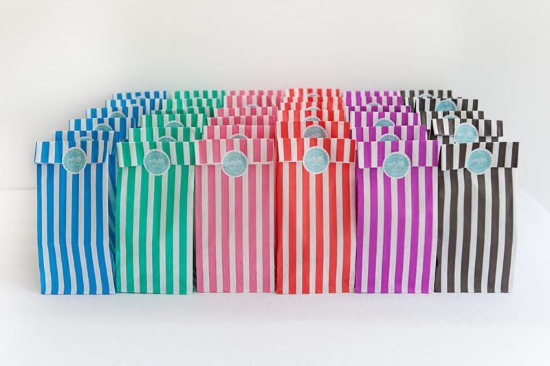 Red Striped Party Bags | Candy striped Paper Bags | Party Bags UK playwrite