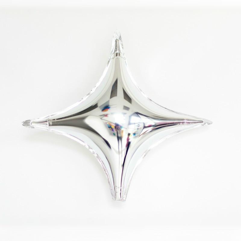 Four Point Star Balloon Silver | Helium Balloons | Online Balloonery Qualatex