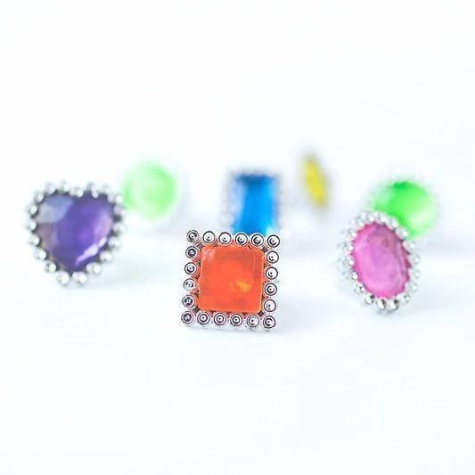 Girls Party Bag Fillers Plastic Gem Rings for Children – Pretty