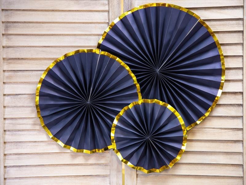 Paper Fan Decorations | Navy Wedding Paper Decorations UK Party Deco