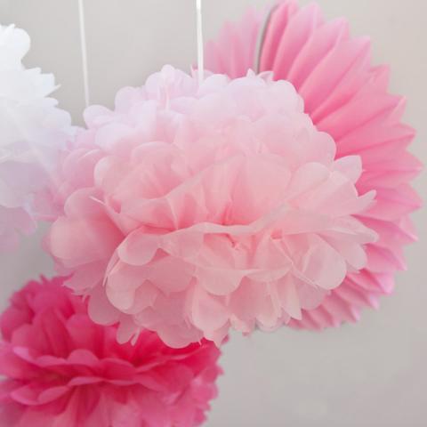 Pale Pink Paper Pompoms | Paper Poms in all the colours Unique