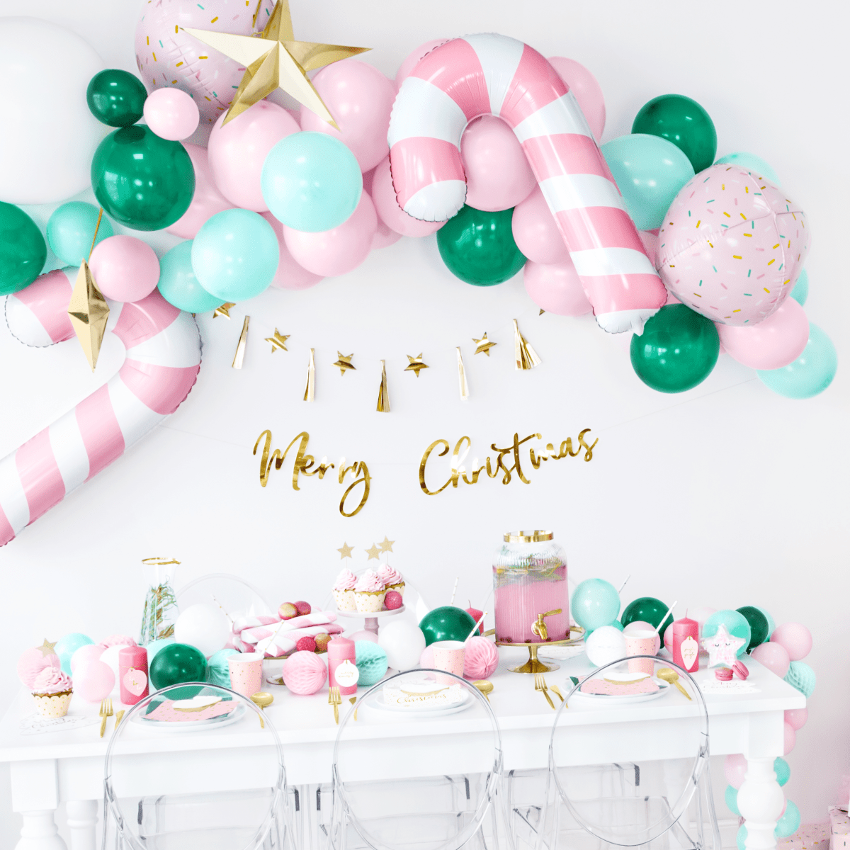 Pink Stripe Candy Cane Balloon 37" - Christmas Balloons Party Deco