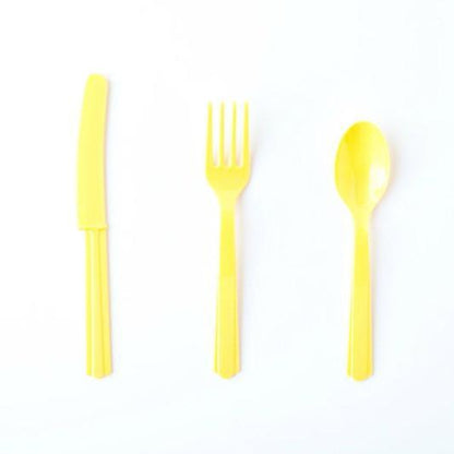 Yellow Plastic Cutlery | Disposable Party Utensils Unique