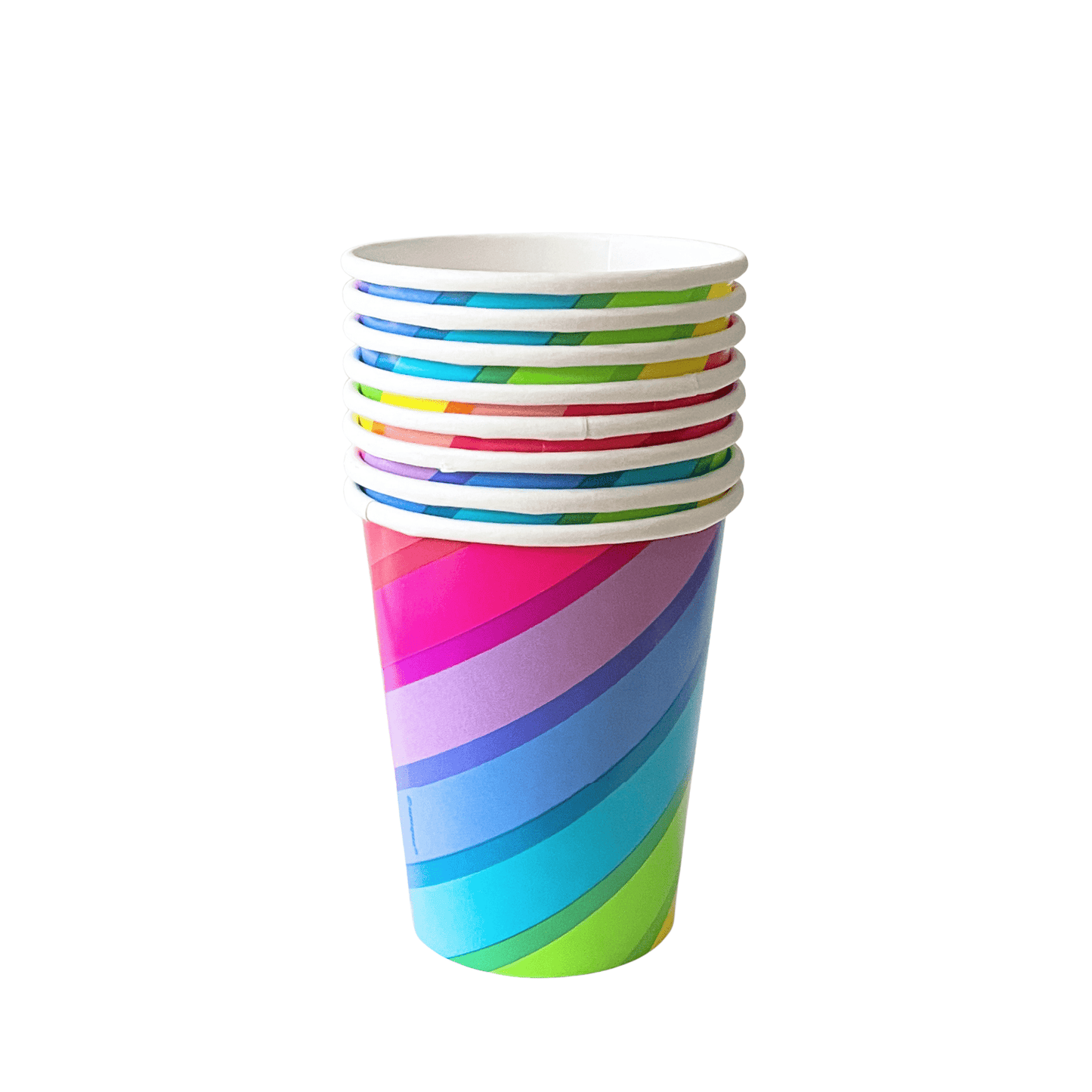 Retro Rainbow Paper Cups | Colourful Party Cups & Plates |Disco Unique