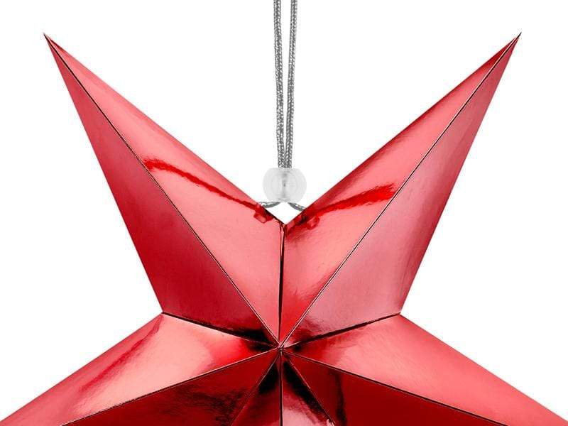 Red Hanging Star Decoration | Beautiful Christmas Decorations UK Party Deco