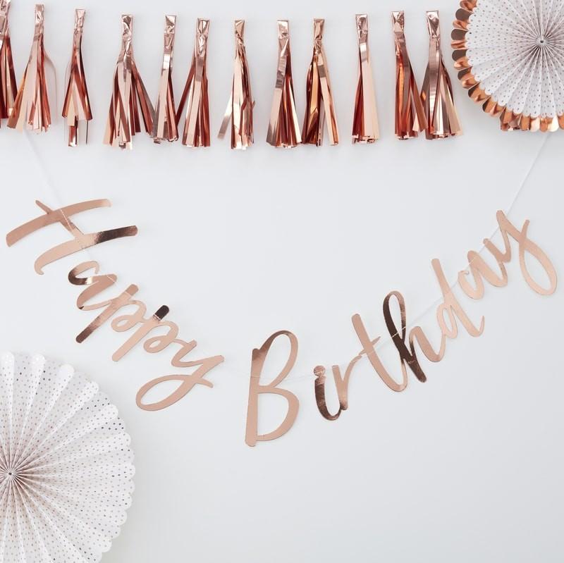 Rose Gold Birthday Banner | Birthday Party Supplies and Decorations Ginger Ray