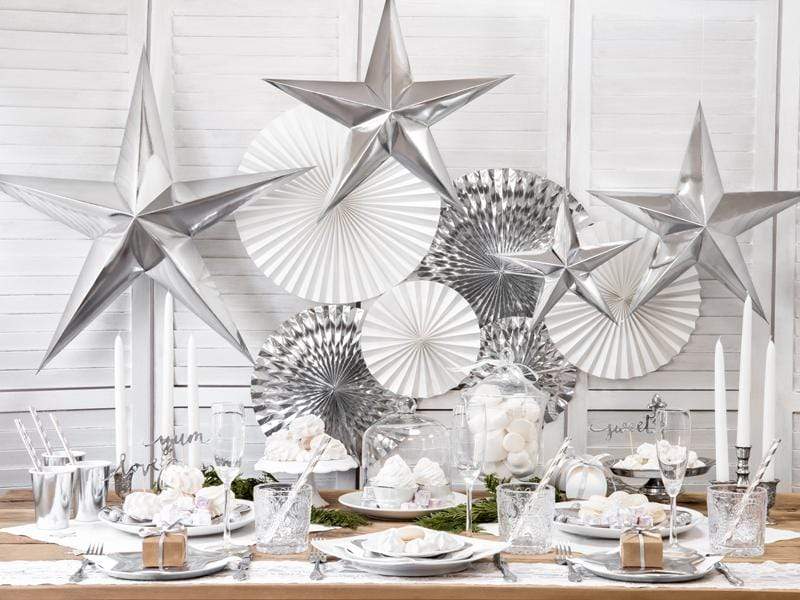 Silver Hanging Star Decoration | Beautiful Christmas Decorations UK Party Deco