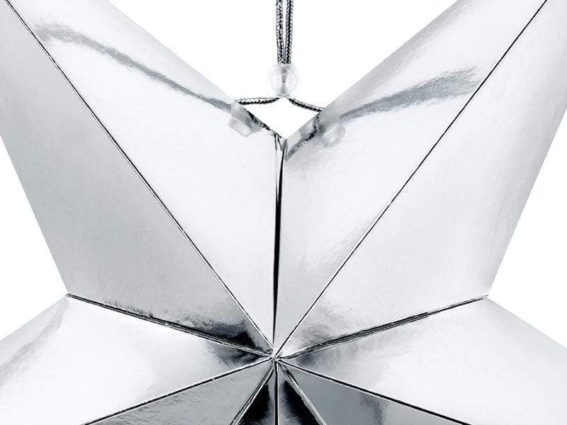 Silver Hanging Star Decoration | Beautiful Christmas Decorations UK Party Deco