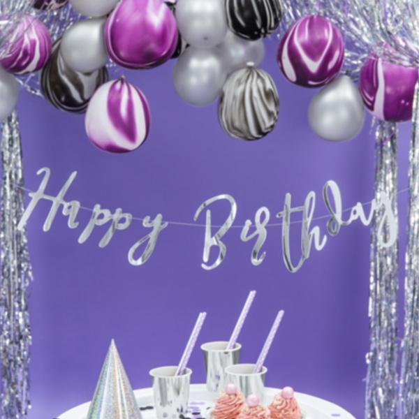 Silver Birthday Banner - Birthday Party Supplies and Decorations Party Deco
