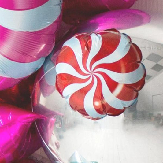 Small Candy Swirl Balloon | Red Candy Cane Christmas Balloons Qualatex