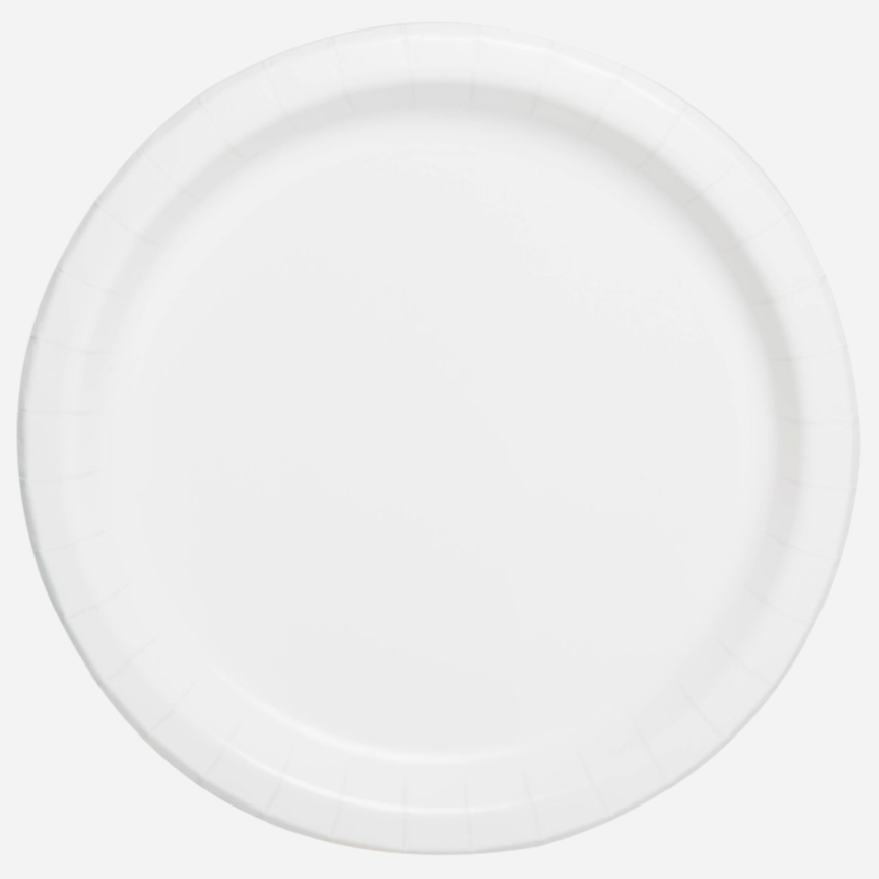 White Paper Plates Plain Party Plates and Cups Solid Colour