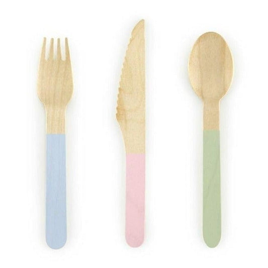 Pastel Dipped Wooden Cutlery | Natural Eco Party Supplies UK Party Deco