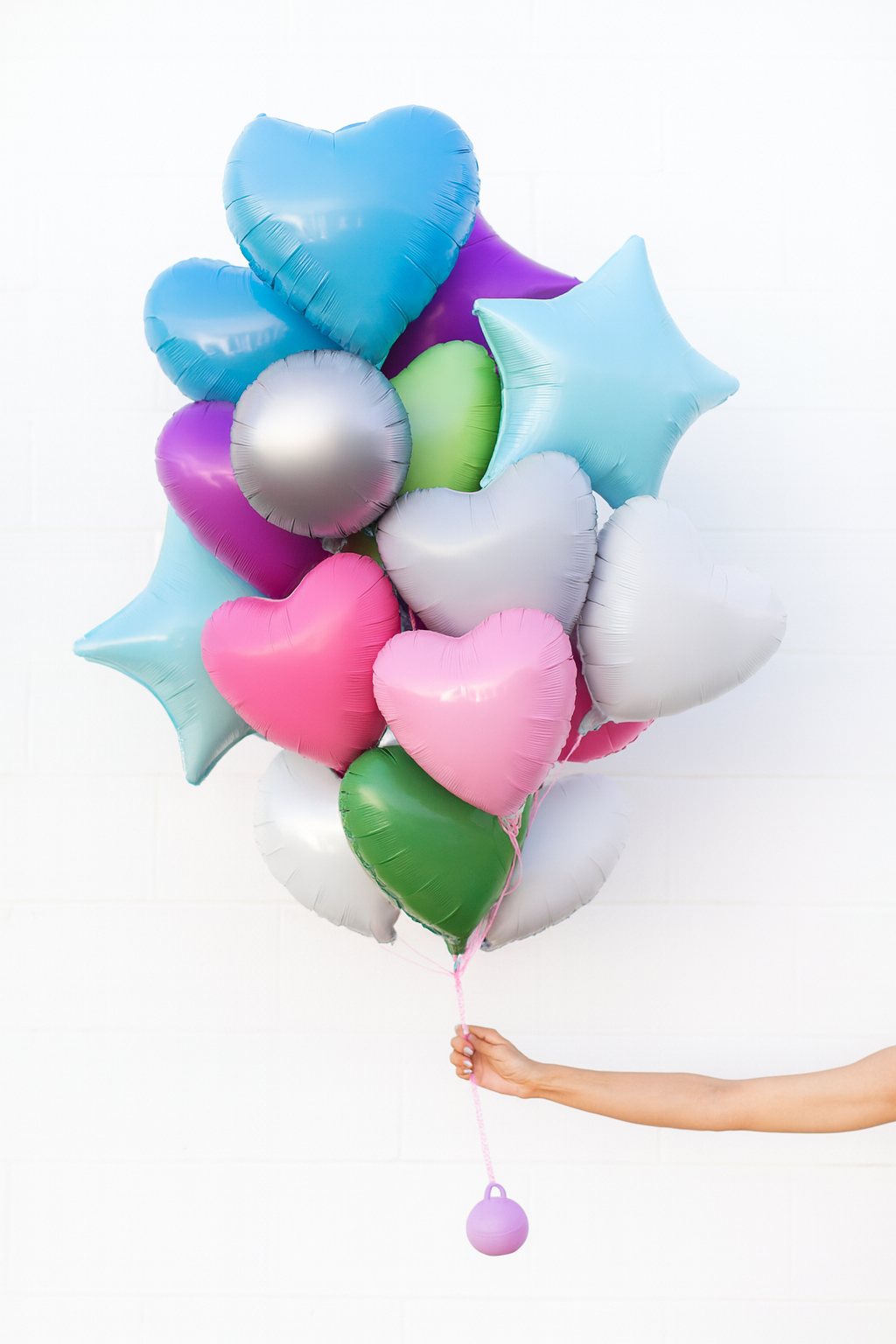 Plain Foil Balloons - Hearts, Stars, Rounds