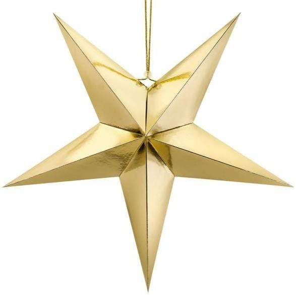 Gold Hanging Star Decoration | Beautiful Christmas Decorations UK Party Deco