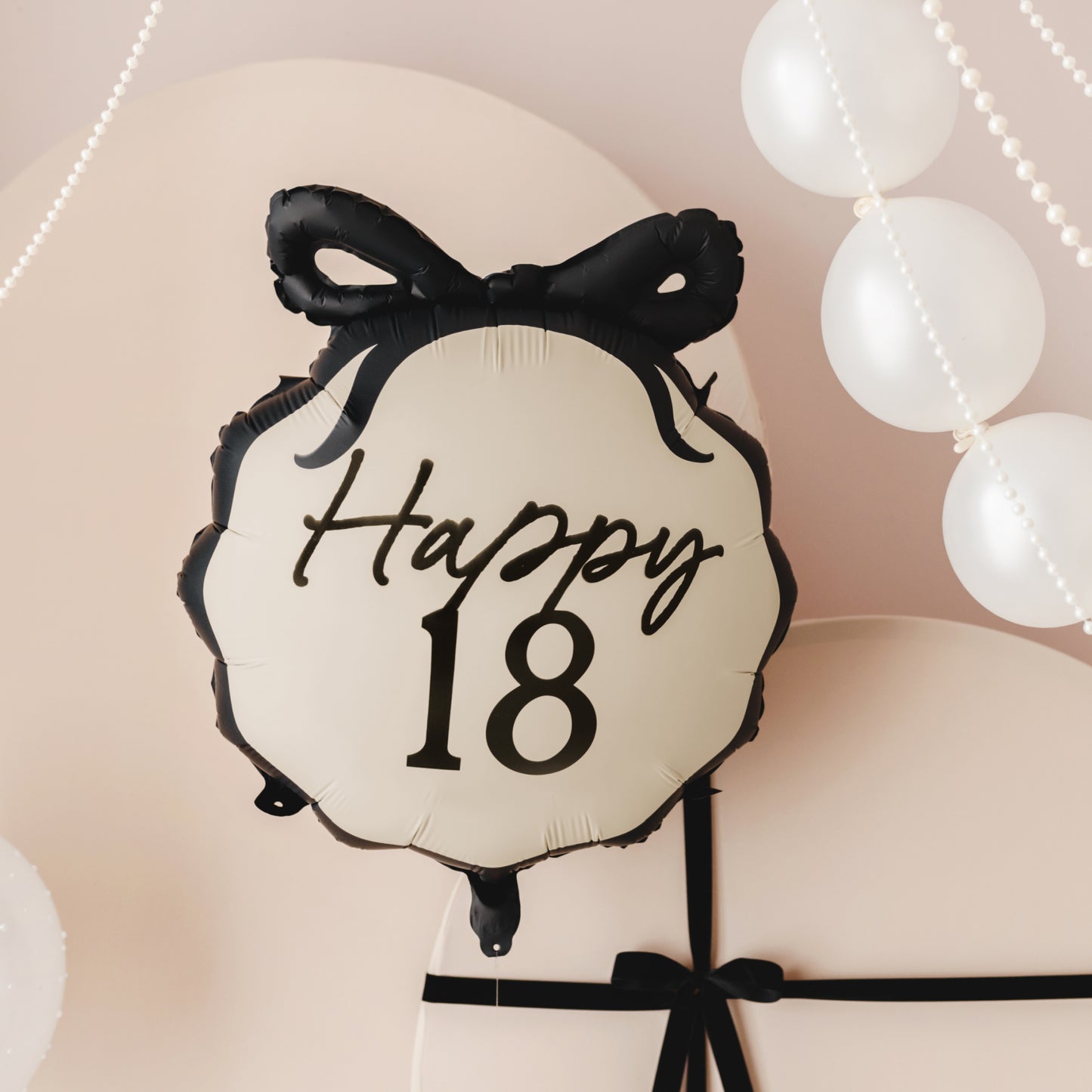 18th Birthday Black Bow Balloon | Eighteenth Birthday Balloon