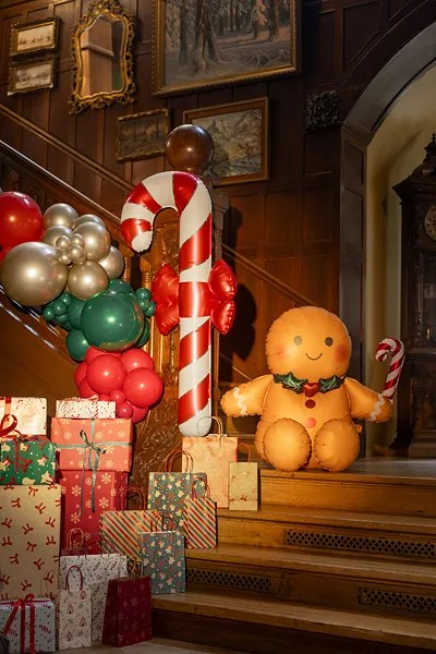 Christmas Themed Balloon Candy Cane and Ginger Bread Man
