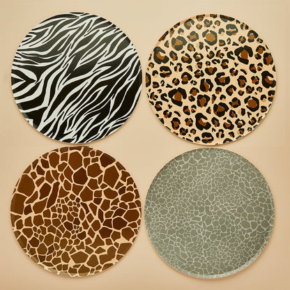 Animal Print Plates in 4 Animal Print Designs for Safari Parties
