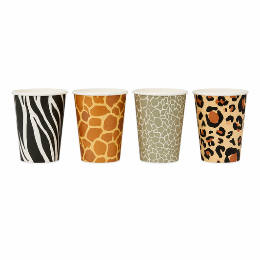 Animal Print Party Cups in 4 designs for Safari Party