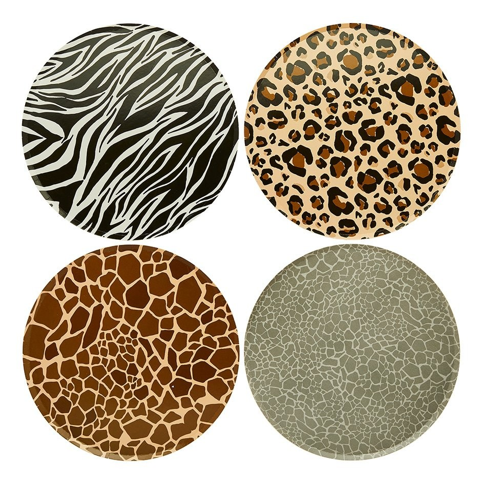 Animal Print Plates in 4 Animal Print Designs for Safari Parties