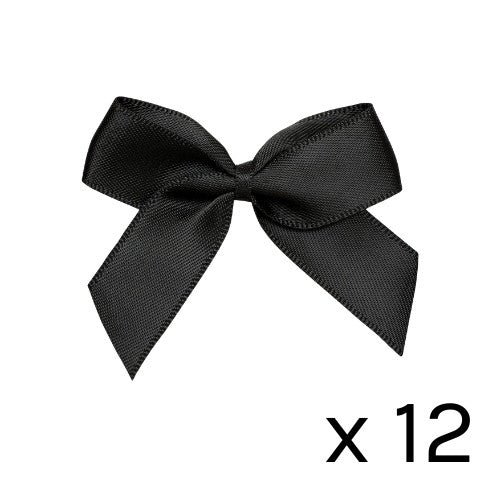 5cm Self Adhesive Black Satin Bows | Balloon & Party Decorations