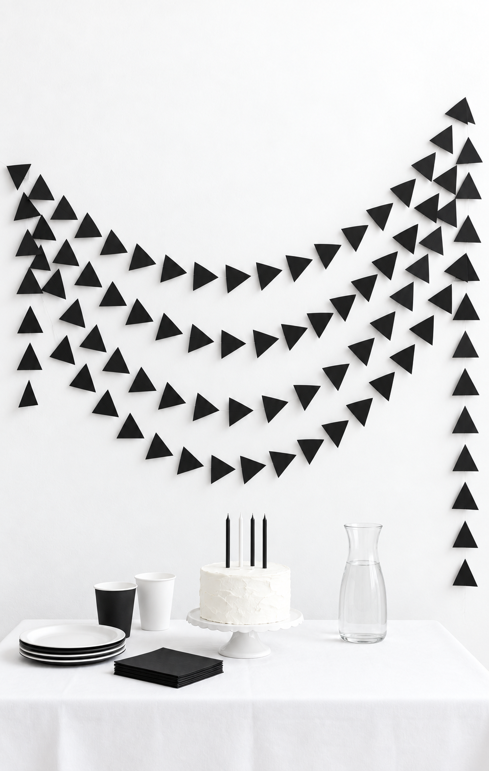 Black Triangle Garlands for a Monochrome Party Vibe