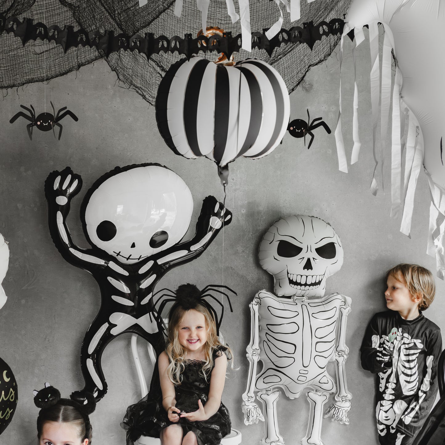 Pumpkin Balloon - Black White & Gold