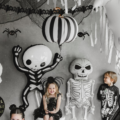 Pumpkin Balloon - Black White & Gold