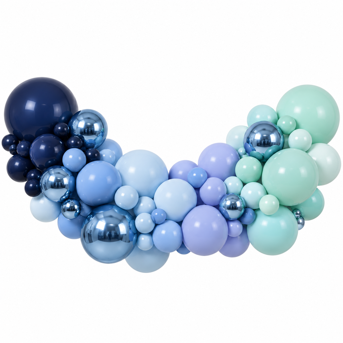 Ocean Drive blue balloon garland kit with navy blue periwinkle and seaglass balloons