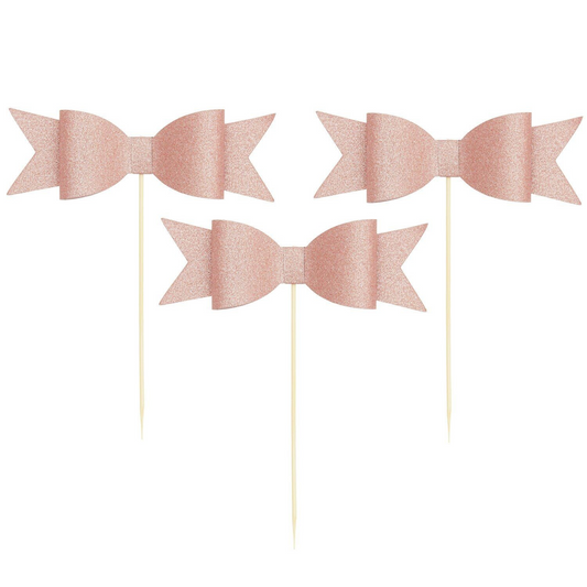 Rose Gold Bow Party Picks