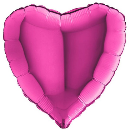 Bright Pink Magenta Heart Shaped Foil Balloon