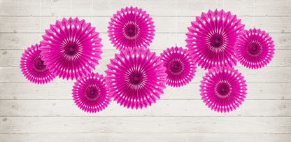 Bright Pink Paper Fan Rosettes