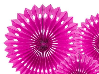 Bright Pink Paper Fans 3 Pack