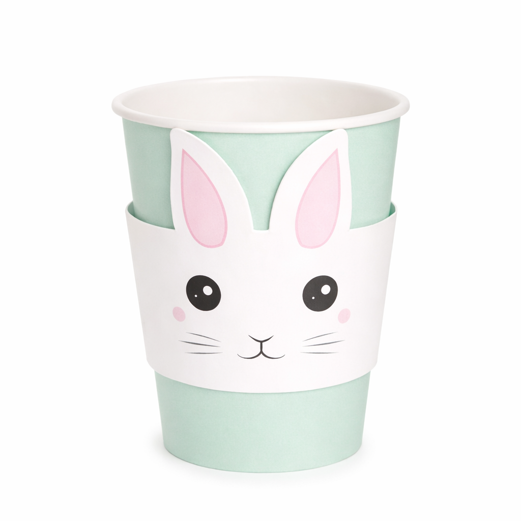 Bunny shaped cup sleeves for the cutest Easter and springtime parties and gatherings.