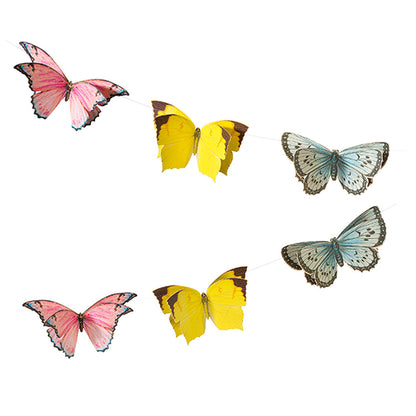 colourful butterfly garland decoration on a white background