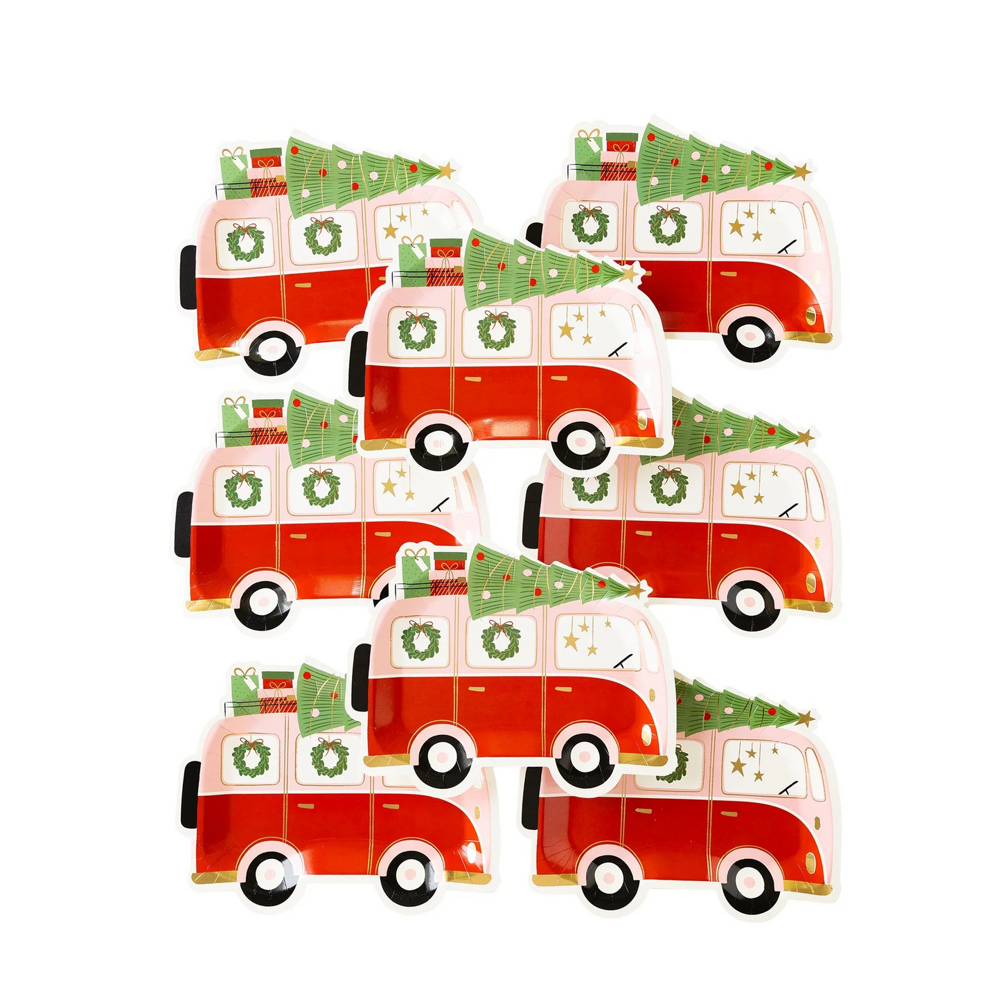 Christmas Camper Van Party Plates (8 Pack)