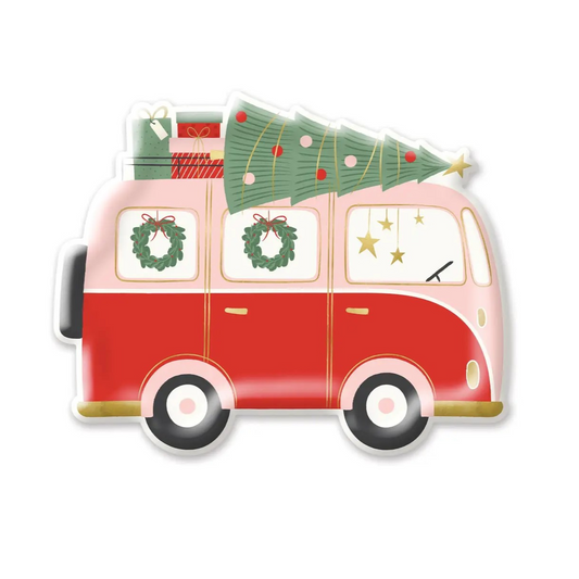 Christmas Camper Van Party Plates (8 Pack)