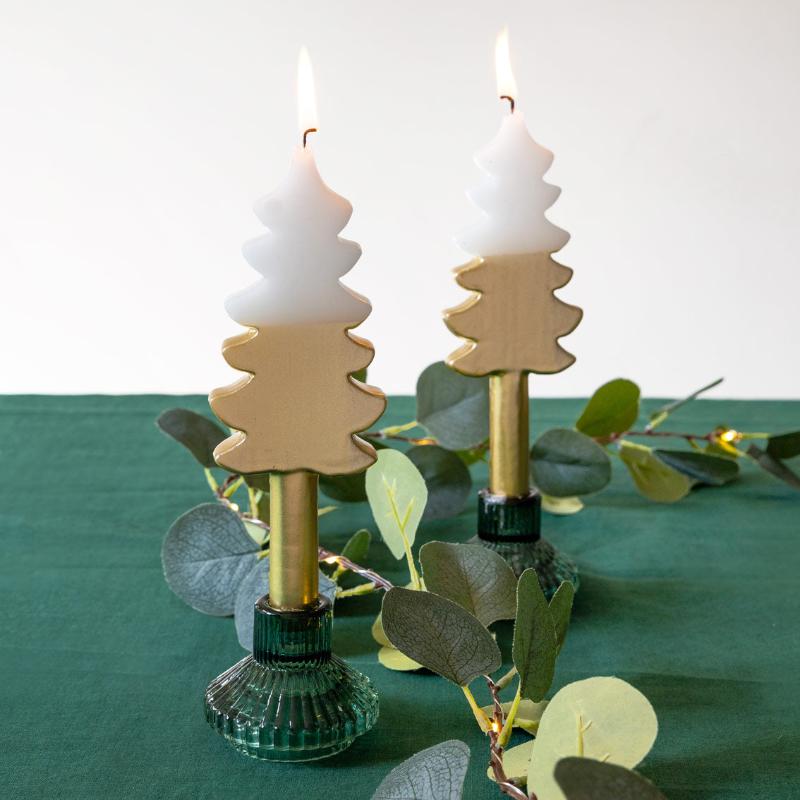 Large Gold Christmas Tree Shaped Dinner Candles - Talking Tables UK