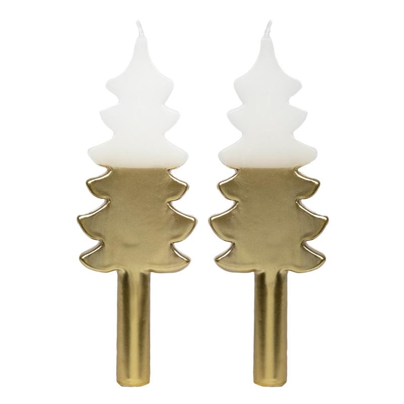 Large Gold Christmas Tree Shaped Dinner Candles - Talking Tables UK