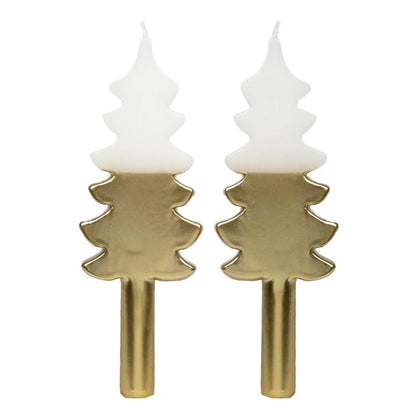 Large Gold Christmas Tree Shaped Dinner Candles - Talking Tables UK