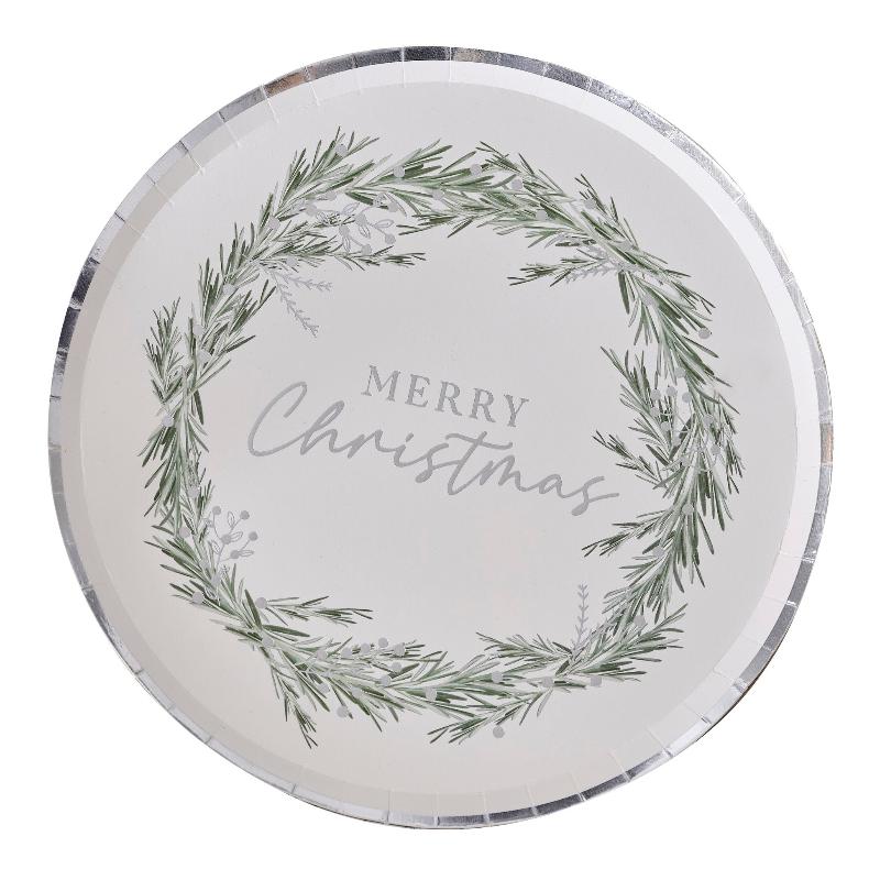 Christmas Foliage Wreath Plates Ginger Ray