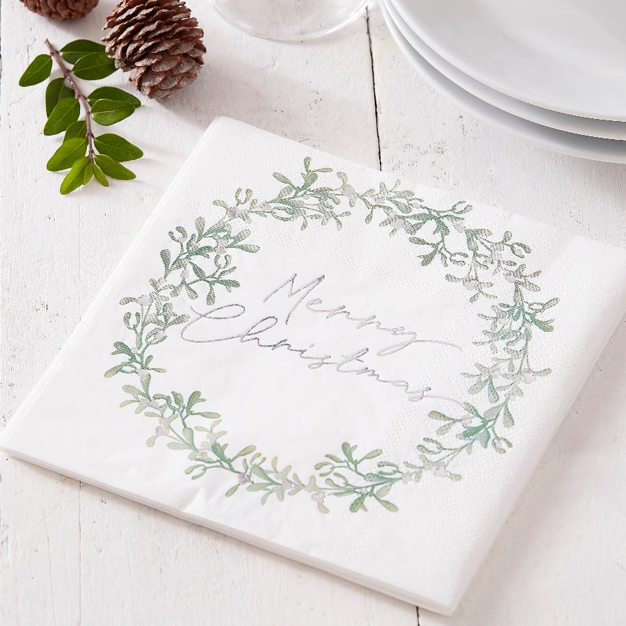 Christmas Mistletoe Wreath Napkins