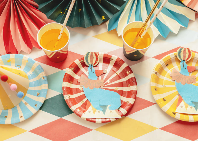 Circus Stripes Party Plates | Colourful Circus Plates Party Deco