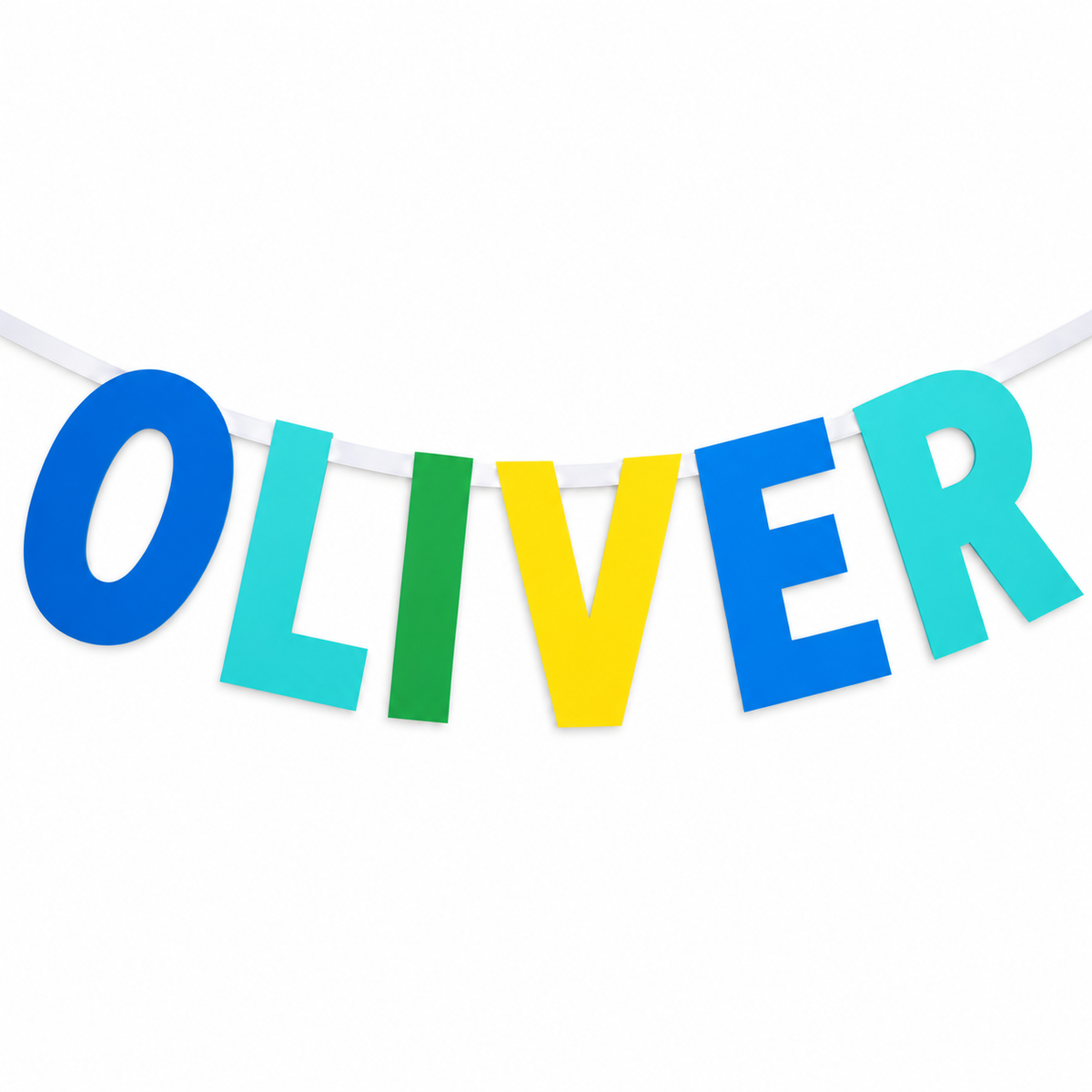 Custom name party banner in four chosen colours