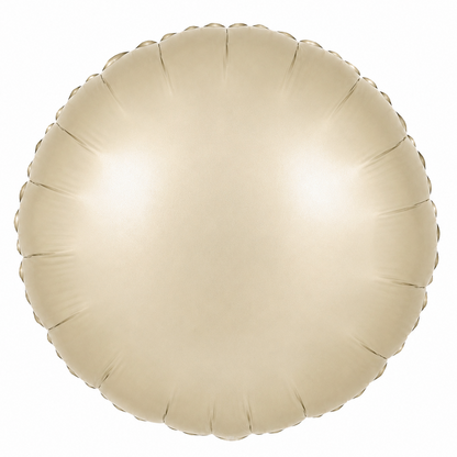 A round metallic foil balloon in champagne gold, shown against a plain white background.