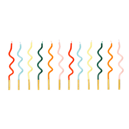 Tall Curly Colourful Cake Candles