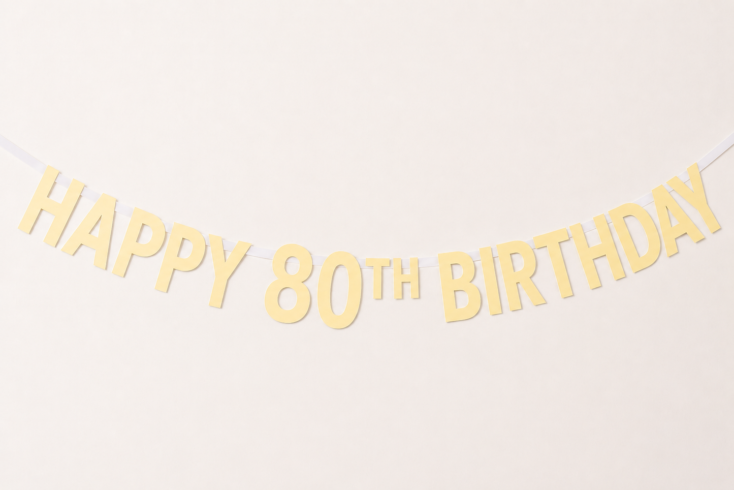 A cream 'HAPPY 80TH BIRTHDAY' Custom Made Personalised Banner Choose your Age