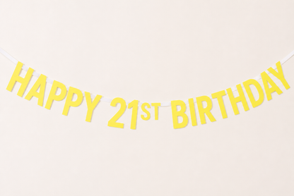 A lemon 'HAPPY 21ST BIRTHDAY' Custom Made Personalised Banner Choose your Age